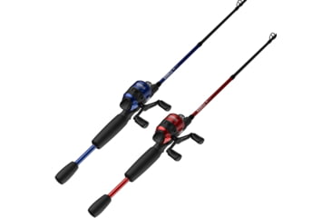 Image of Zebco 33 Micro Custom Z Spincast Reel and Rod Combo, 5ft, 2-PC Fiberglass Rod, Ultra-Lt, Mod-Fast, SZ 10 Reel, 4.3-1 Ratio, 4lb Line, Red/Blue Assort, 33MCCZ502ULA.NS4