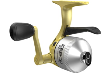 Image of Zebco 33 Gold Micro Trigger Spincast Reel, SZ 10 Reel, Changeable Righ/Left Retrieve, Durable All-Metal Gears, Pre-Spooled w/ 4lb Zebco Cajun Line, Silver/Gold, 33MTNGOLD.BX6