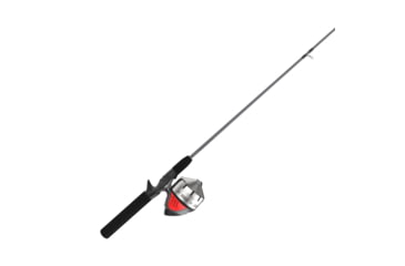 Image of Zebco 404 Hoss Spincast Reel and Rod Combo, 5ft 6in 2-PC Rod, Medium, Moderate-Fast, SZ 40 Reel, 32-PC Eagle Claw Tackle Kit, RH Retrieve, Gray/Red, 404HOSSEC562M.FB4