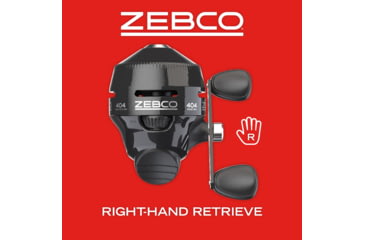 Image of Zebco 404 Spincast Reel, SZ 40 Reel, RH Retrieve, Built-in Bite Alert, Durable All-Metal Gears, Stainless Steel Pick-up Pin, Pre-Spooled w/ 15lb Zebco Fishing Line, Black, 404MBK.BX3