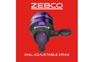 Image of Zebco Dock Demon Spincast Reel and Rod Combo, 30in 1-PC Fiberglass Pole w/ EVA Handle, QuickSet Anti-Reverse Reel, Pre-Spooled w/ 6lb Zebco Line, Purple, DOCKPRSC301M.FB6