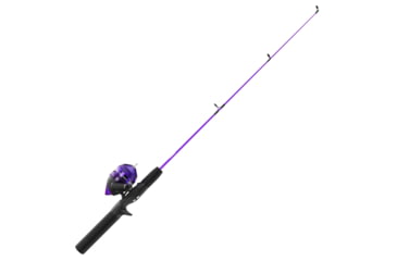 Image of Zebco Dock Demon Spincast Reel and Rod Combo, 30in 1-PC Fiberglass Pole w/ EVA Handle, QuickSet Anti-Reverse Reel, Pre-Spooled w/ 6lb Zebco Line, Purple, DOCKPRSC301M.FB6