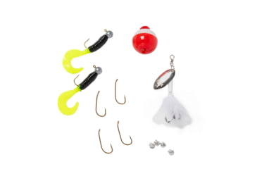 Image of Zebco Pond Fishing Tackle Dial Pack, 14 Pieces, Hooks, Sinkers, Bobber, Jig Heads, Inline Spinner, Paddle Tail Grubs, Rotating Carabiner, Rotating Locking Clear Plastic Lid, Red, ZPONDIALPACK.CP4