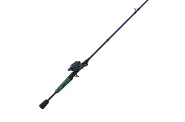 Image of Zebco Roam Baitcast Reel and Rod Combo, 6ft 6in 2-PC Fiberglass Pole w/ Split-Grip MaxTac Handle, Lightweight Graphite Frame, RH Retrieve, Blue/Green, ROAMBG100662MH.NS3