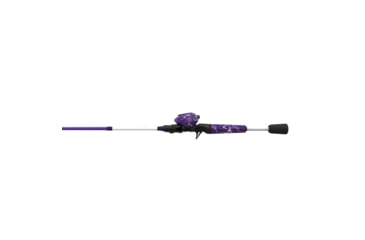 Image of Zebco Roam Baitcast Reel and Rod Combo, 6ft 6in 2-PC Fiberglass Pole w/ Split-Grip MaxTac Handle, Lightweight Graphite Frame, RH Retrieve, Purple, ROAMPR100662MH.NS3