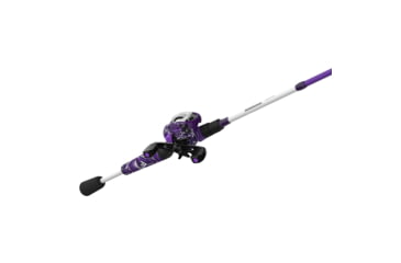 Image of Zebco Roam Baitcast Reel and Rod Combo, 6ft 6in 2-PC Fiberglass Pole w/ Split-Grip MaxTac Handle, Lightweight Graphite Frame, RH Retrieve, Purple, ROAMPR100662MH.NS3