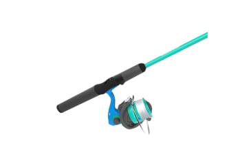 Image of Zebco Spyn 40 Salt Fisher Spinning Reel and Rod Combo, 6ft 6in 2-PC Telescopic Rod, Med-Heavy, Mod-Fast, SZ 40 Reel, 7-PC Strike King Tackle Kit, Blue/Green, SPYN40SK662MH.FB4