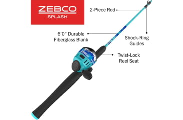 Image of Zebco Splash Combo Spincast, On 6ft 2 Piece Rod, 4 Pack Asstmnt, 2 Blue / 2 Purp, BRSSPLASHSC602M