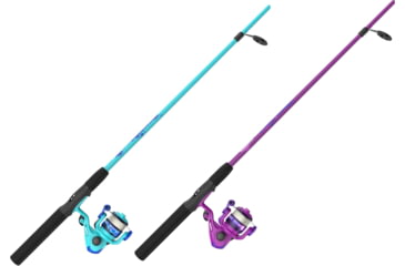 Image of Zebco Splash Jr Spinning Combo, 6 lb Line Tangle Free Tip, 4ft 2 Piece Rod, Blue, Pink