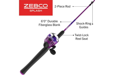 Image of Zebco Splash Spincast Combo, 2 Piece, 6 ft, Purple, SPLPRSC602MB.NS4