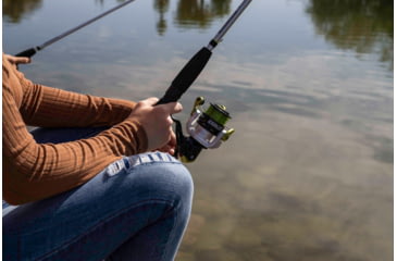 Image of Zebco Stinger Spinning Reel and Rod Combo, 7ft 2-PC Fiberglass Pole, EVA Rod Handle, SZ 40 Reel, Changeable Righ/Left Retrieve, Built-In Hook Keeper, Silver/Black, SSP40702MA.NS3