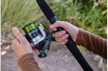 Image of Zebco Stinger Spinning Reel and Rod Combo, 7ft 2-PC Fiberglass Pole, EVA Rod Handle, SZ 30 Reel, Changeable Righ/Left Retrieve, Built-In Hook Keeper, Silver/Black, SSP30702MA.NS3