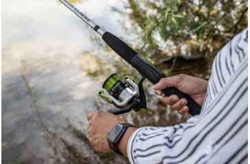 Image of Zebco Stinger Spinning Reel and Rod Combo, 7ft 2-PC Fiberglass Pole, EVA Rod Handle, SZ 30 Reel, Changeable Righ/Left Retrieve, Built-In Hook Keeper, Silver/Black, SSP30702MA.NS3