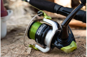 Image of Zebco Stinger Spinning Reel and Rod Combo, 7ft 2-PC Fiberglass Pole, EVA Rod Handle, SZ 40 Reel, Changeable Righ/Left Retrieve, Built-In Hook Keeper, Silver/Black, SSP40702MA.NS3