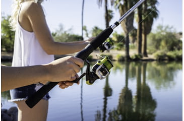 Image of Zebco Stinger Spinning Reel and Rod Combo, 4ft 6in 2-PC Fiberglass Pole, EVA Rod Handle, SZ 10 Reel, Changeable Righ/Left Retrieve, Silver/Black, SSP10462ULA.NS3