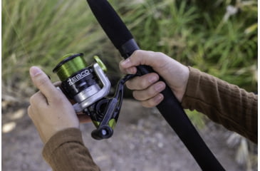 Image of Zebco Stinger Spinning Reel and Rod Combo, 6ft 6in 2-PC Fiberglass Pole, EVA Rod Handle, SZ 30 Reel, Changeable Righ/Left Retrieve, Silver/Black, SSP30662MA.NS3