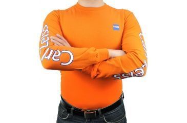 Image of Zeiss Gear Long Sleeve T-Shirt Carl Zeiss on Sleeve, Logo on Front Left Chest, Orange, Large G2400orangeL