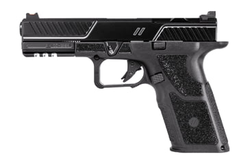 Image of ZEV Technologies OZ9-Combat Pistol, 9mm Luger, 4.48 in barrel, black polymer frame, integrated polymer grip, recoil operated semi-automatic, striker single-action, Glock-style trigger safety, fiber-optic front, 17 round magazine, ZEV-OZ9-CBT-FRRMPG
