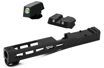 Image of ZEV Technologies Dragonfly Stripped Gen 4 Pistol Slide,Black G17 Absolute Cowitness W/ Hiviz Tritium Nitesight Set Green W/White Outline