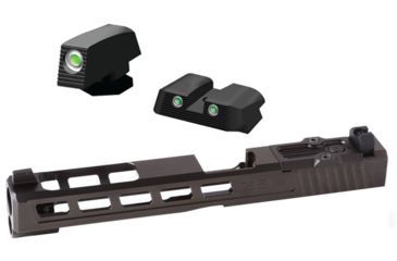 Image of ZEV Technologies Dragonfly Stripped Gen 4 Pistol Slide,Black G34 Absolute Cowitness W/ Hiviz Tritium Nitesight Set Green W/White Outline