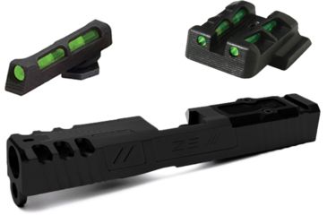 Image of ZEV Tech Z19 Spartan Blk Gen 3 Stripped RMR Cover W/ HiViz LITEWAVE Rear Sight &amp; Fiber Optic Front Sight Red/Green