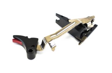 Image of ZEV Technologies Fulcrum Drop In Trigger Kit Black Trigger Pad With Red Safety For Gen 4 Glock 17/19/26/34