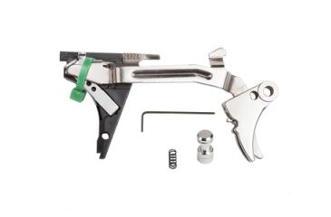 Image of Zev Technologies Fulcrum Drop In Trigger Kit Stainless Trigger Pad With Black Safety For Gen 4 Glock 22/23/24/27/31/32/33/35