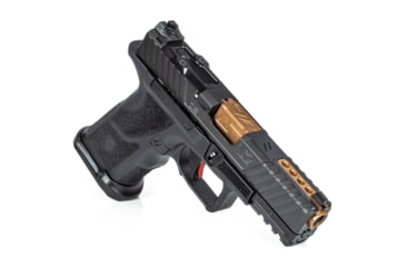 Image of ZEV Technologies OZ9C Elite Hyper-Comp Compact Pistol, Black Polymer Frame, Compensated Bronze Barrel, In, 9mm, Striker Single Action, 15-Round Magazine ZT-OZ9C-CPTHYPBBRZ-FRRMPG