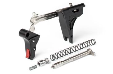 Image of ZEV Technologies PRO Flat Face Glock Ultimate Kit Trigger, 4th Gen, 9mm, G26, G19, G17, G34, Blk/Red, FFT-PRO-ULT-4G9-B-R