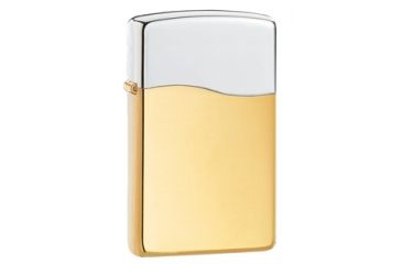 Image of Zippo Blu Premium Butane Lighter, Fleetwood, BLU2, Rhodium Lid w/ 22 kt. Gold-Plated Bottom 30209