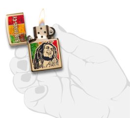 Image of Zippo Bob Marley High Polish Brass Pocket Lighter, 29490