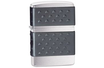 Image of Zippo Brushed Chrome Black Zip Guard Classic Style Lighter 200ZP