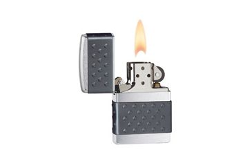 Image of Zippo Brushed Chrome Black Zip Guard Classic Style Lighter 200ZP