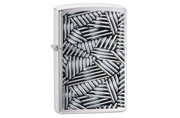 Image of Zippo Brushed Chrome Line Grid Pocket Lighter 29885