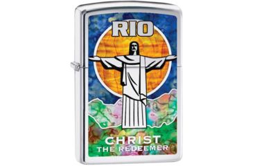 Image of Zippo Chrome Fusion Christ the Redeemer Lighter, High Polish 9000753