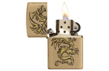Image of Zippo Dragon Design Brushed Brass Pocket Lighter 29725