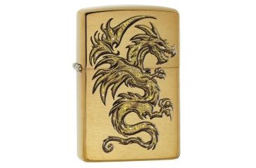 Image of Zippo Dragon Design Brushed Brass Pocket Lighter 29725
