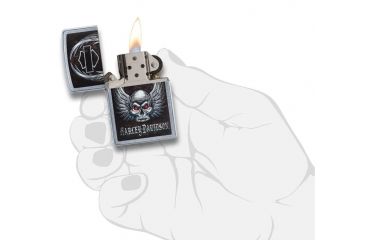 Image of Zippo Harley Davidson Skull Street Chrome Lighter 29558