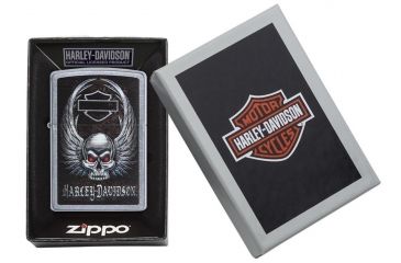 Image of Zippo Harley Davidson Skull Street Chrome Lighter 29558