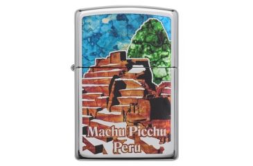Image of Zippo Machu Picchu Peru High Polish Chrome Pocket Lighter, 29496