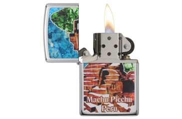 Image of Zippo Machu Picchu Peru High Polish Chrome Pocket Lighter, 29496