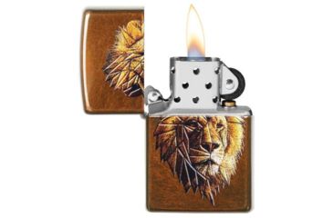 Image of Zippo Polygonal Lion Design Pocket Lighter 29865