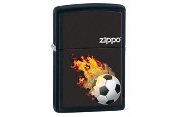 Image of Zippo Soccer On Fire Classic Style Lighter, Black Matte 28302