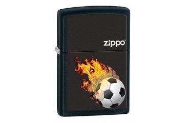 Image of Zippo Soccer On Fire Classic Style Lighter, Black Matte 28302
