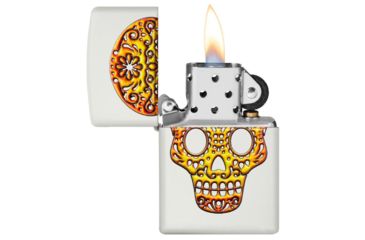 Image of Zippo Sugar Skull Pocket Lighter, White Matte, 49003