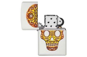 Image of Zippo Sugar Skull Pocket Lighter, White Matte, 49003