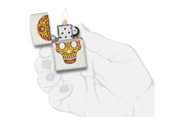 Image of Zippo Sugar Skull Pocket Lighter, White Matte, 49003