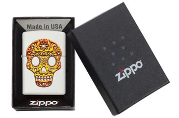 Image of Zippo Sugar Skull Pocket Lighter, White Matte, 49003