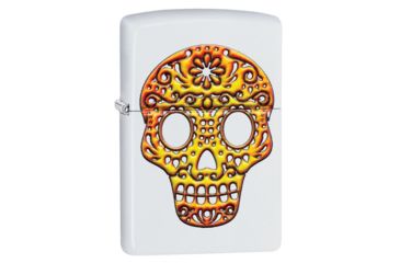 Image of Zippo Sugar Skull Pocket Lighter, White Matte, 49003