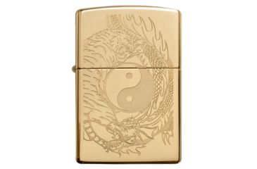 Image of Zippo Tiger and Dragon Design Pocket Lighter, Polish Brass, 49024